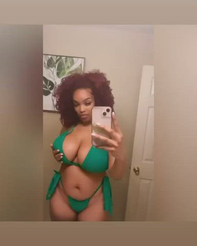 afro bbw big tits bikini cleavage ebony thong gif