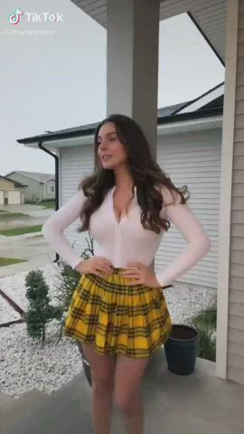 brunette dancing tiktok gif