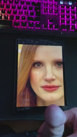 celebrity cum jessica chastain tribute gif