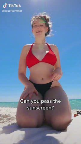 Ass Beach Bikini Rubbing Thong TikTok gif