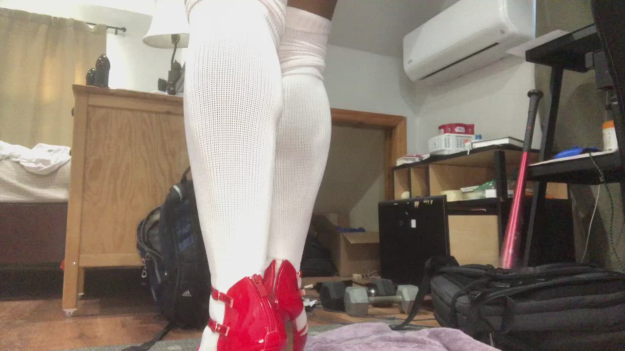 Anal Dildo Ebony High Heels Sissy Socks gif