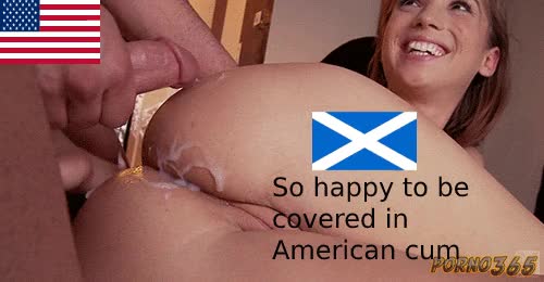 Happy to be covered in American Cum