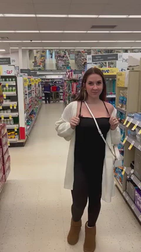 flashing grocery store natural tits topless gif