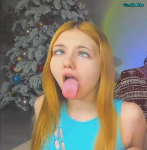 ahegao cute petite redhead solo teen gif