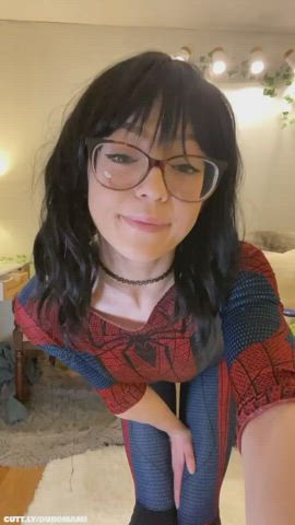 Ass Cosplay Costume Cute Glasses Petite Pretty Pussy Teen gif