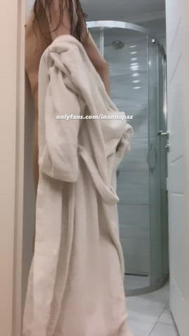 Crossdressing OnlyFans Robe Shower Sissy Trans gif