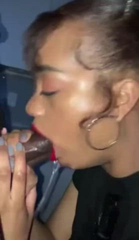 bbc babe blowjob deepthroat ebony lips lipstick throat fuck gif