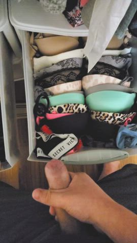 [VS Strapless Bombshell Bras] Couldn't resist blowing a load in one of her drawers...