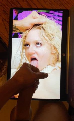 blonde cumshot cute facial long tongue masturbating teen tits tribbing tribute gif