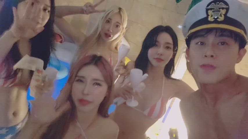 asian big ass big tits korean nightclub pool sexy swimming pool twerking gif