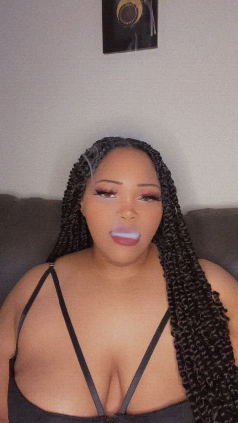 Smoking BBW SSBBW Ebony Natural Tits OnlyFans Pretty Eye Contact Porn GIF by bbwcen