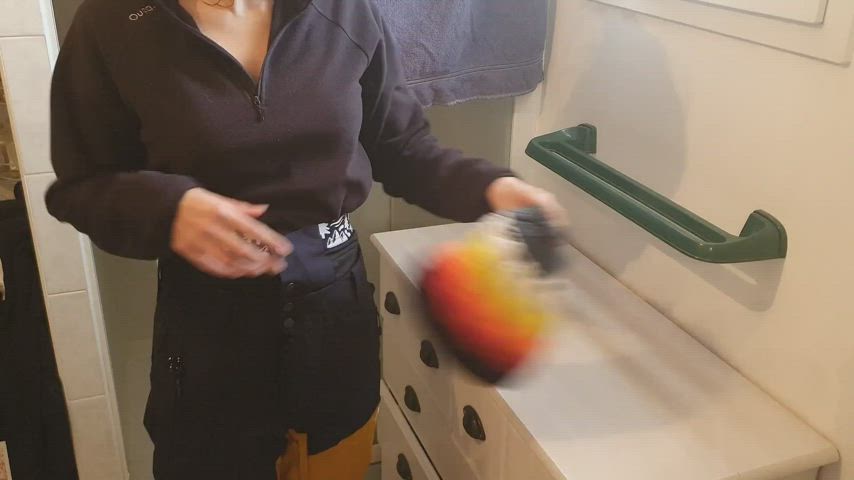 bathroom bra wife gif