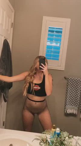 Fishnet Mirror Selfie gif