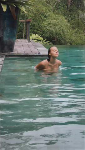 big tits bikini model pool swimming pool gif