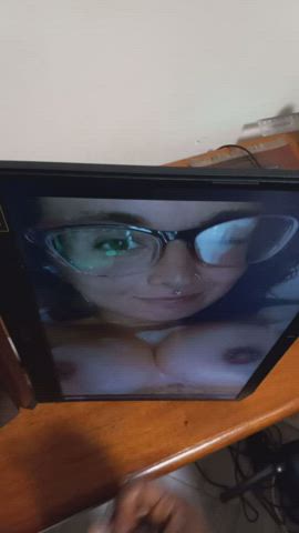 cum cum on tits cumshot facial glasses male masturbation tribute gif