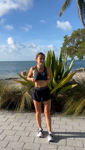 Casually flashing my tits on the beach