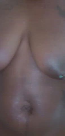 Boobs Ebony Nipple Piercing Shower gif