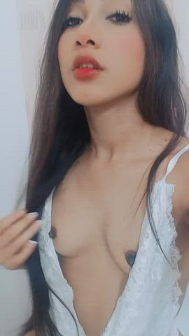 brunette camgirl curvy latina natural tits nipples seduction small tits solo gif