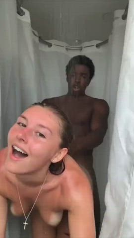 18yo Snowbunny quickly realized college dorms are racially integrated and showers
