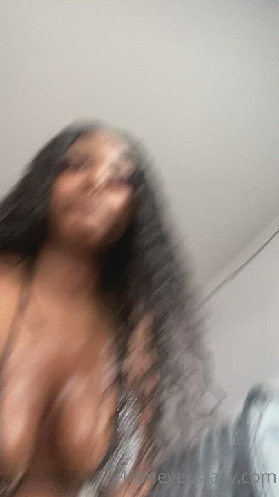 Amateur Ebony Natural Tits Oil gif