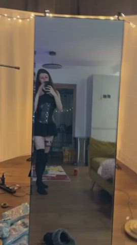 femboy skirt stockings gif