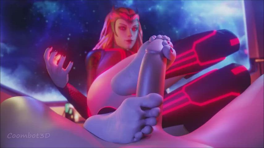 The Scarlet Witch/Wanda giving a footjob. (coombot3D)