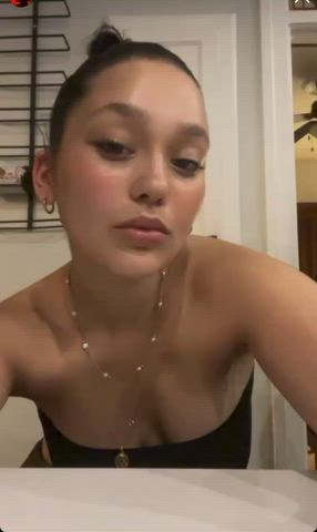 big tits cleavage ebony french lips saggy tits gif