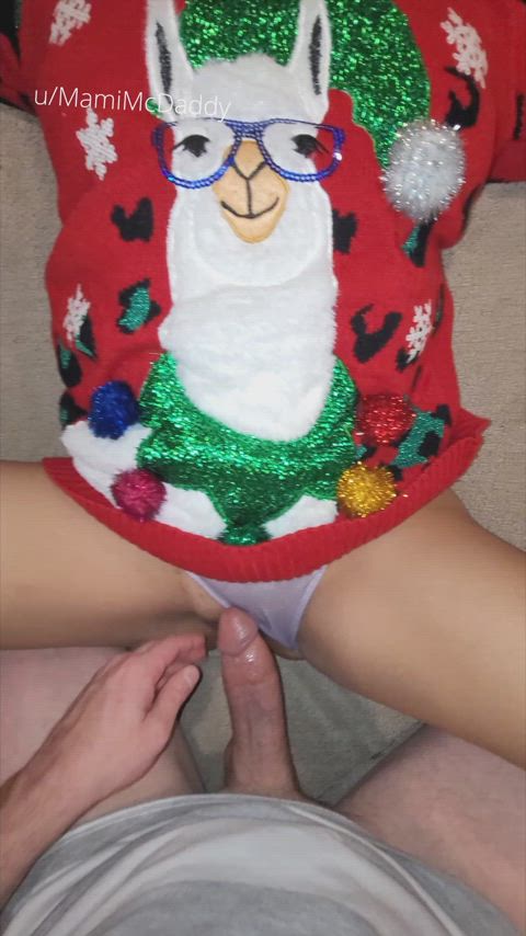 His pretty cock fucks me in my ugly sweater