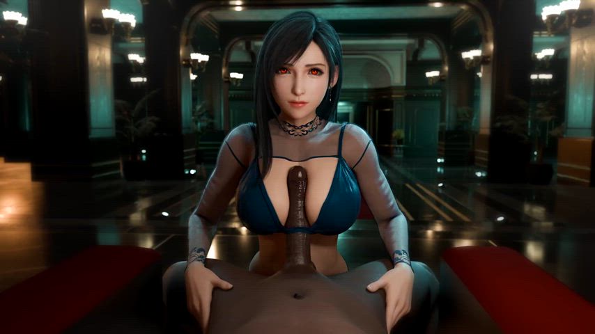 animation fantasy jiggle jiggling tifa lockhart tit fuck titfuck titty fuck gif