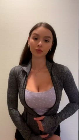 big tits boobs brunette clothed compilation sfw tiktok tits gif