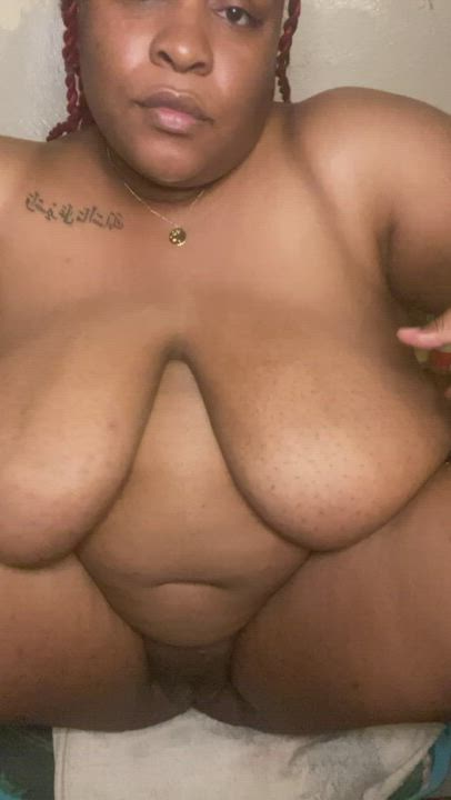 BBW Big Tits Chubby Ebony Fingering Huge Tits Masturbating Naked Nude Thick gif