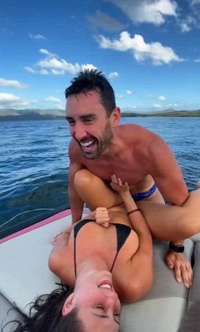 accidental big tits bikini boat funny porn laughing r/nsfwfunny gif