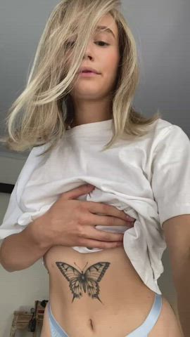 blonde boobs pierced teen gif