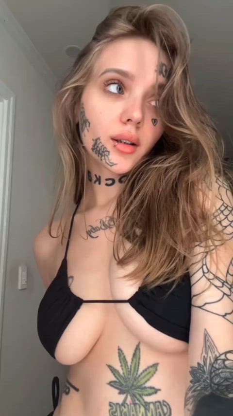 18 years old alt babe bikini natural tits sensual tattooed tease teen alt-girls bikinis