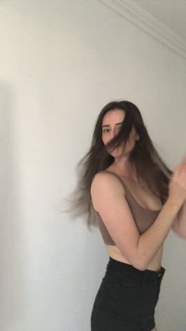 Brunette Cleavage Petite Tits gif