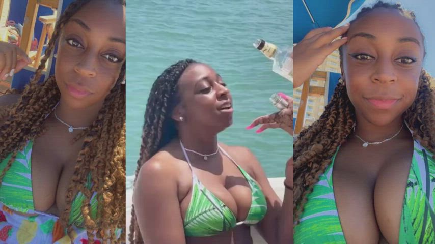 big tits bikini busty cleavage close up ebony gif