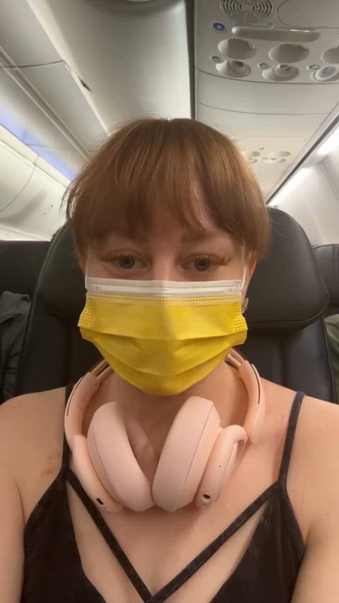 airplane mask redhead gif