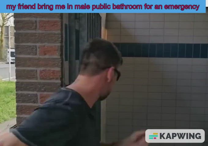 Caption Caught Cumshot Facial Public Toilet gif