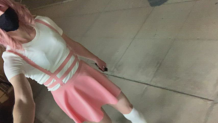 crossdressing femboy public sissy gif