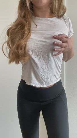 Blonde Boobs Yoga Pants gif