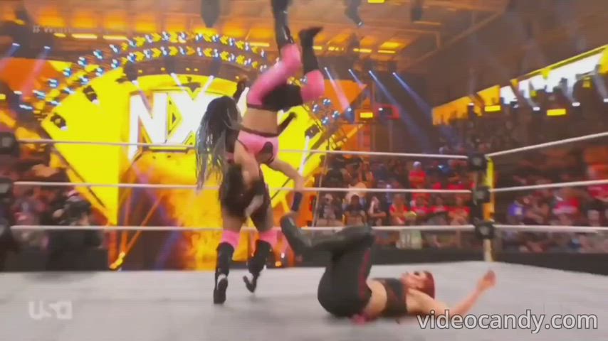 brunette rough wrestling gif