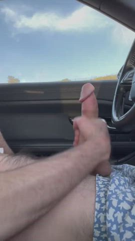 Big Dick Car Cumshot Exhibitionist Jerk Off Outdoor Solo gif