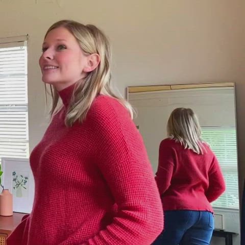 big ass blonde booty curvy jeans thick gif