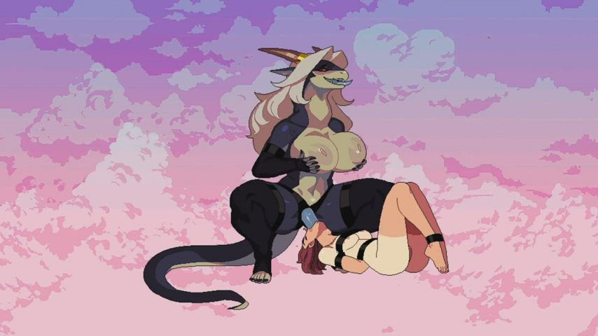 Animation Anime Blowjob Cartoon Hentai Lesbian Monster Girl Rule34 Strap On gif