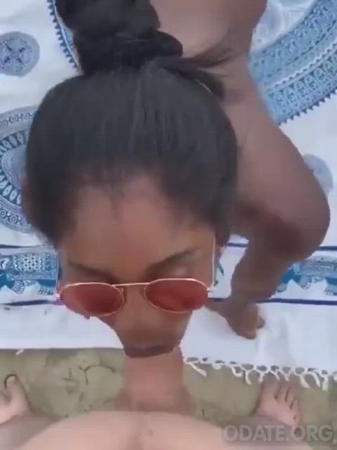 blowjob interracial public gif