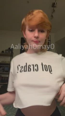 Redhead Short Hair Titty Drop gif