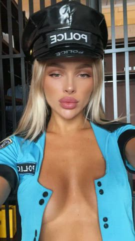 blonde cosplay police role play gif