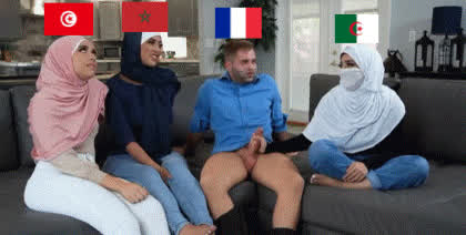Arab BWC Foursome Interracial gif