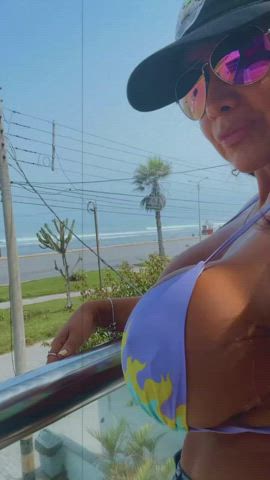 big tits bikini fake boobs fake tits huge tits latina milf peruvian gif