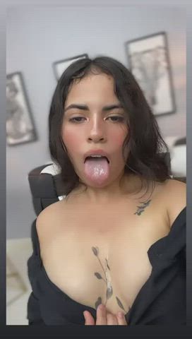 latina saliva sensual teen tits gif